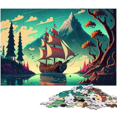 1000 teiliges Puzzle für Erwachsene Piratenschiff EIN Kunstwerk für Teenager ab 14 Jahren (Größe 75 x 50 cm) von zouxangzz