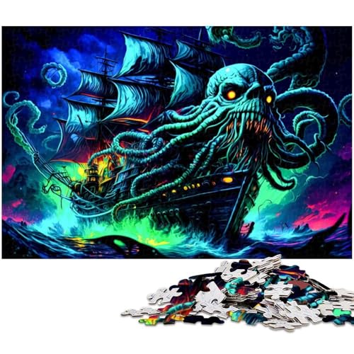 1000 teiliges Puzzle für Erwachsene Piratenschiff Puzzle Kunstwerk für Teenager ab 14 Jahren (Größe 38 x 26 cm) von zouxangzz