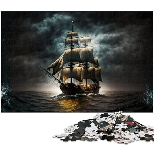 1000 teiliges Puzzle für Erwachsene Piratenschiff Puzzle Papierpuzzle Lernspielzeug (Größe 38 x 26 cm) von zouxangzz