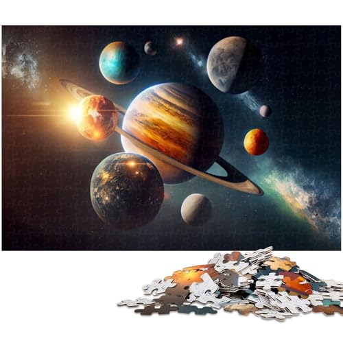 1000 teiliges Puzzle für Erwachsene Planeten der Sonne Puzzles für Erwachsene und Kinder Holzpuzzle tolles Geschenk (Größe 75 x 50 cm) von zouxangzz