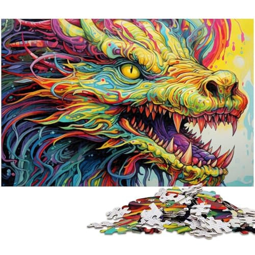 1000 teiliges Puzzle für Erwachsene Psychedelic Art Dragon Puzzles aus Holz Lernspielzeug (Größe 75 x 50 cm) von zouxangzz