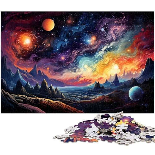 1000 teiliges Puzzle für Erwachsene Psychedelische Planetenlandschaft Puzzle aus Holz Lernspielzeug 1000 Teile (75 x 50 cm) von zouxangzz