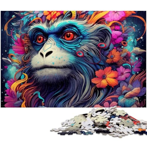 1000 teiliges Puzzle für Erwachsene Psychedelischer AFFE Puzzle für Lernspiele Herausforderung Spielzeug Kunstwerk Geschenk (Größe 38 x 26 cm) von zouxangzz