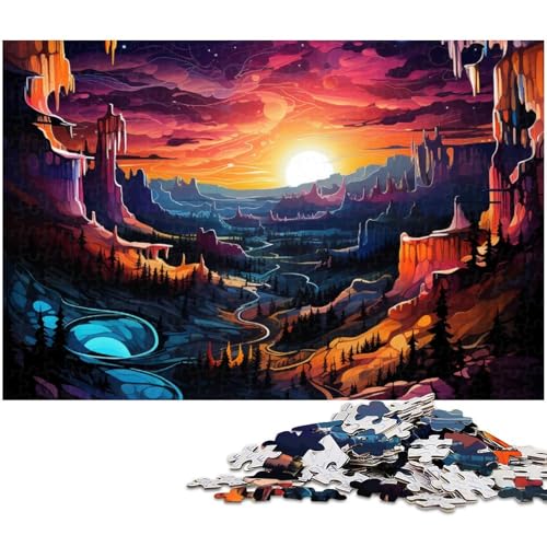 1000 teiliges Puzzle für Erwachsene Psychedelischer Grand Canyon bei Nacht Puzzle für Lernspiele Herausforderung Spielzeug Kunstwerk Geschenk (Größe 75 x 50 cm) von zouxangzz