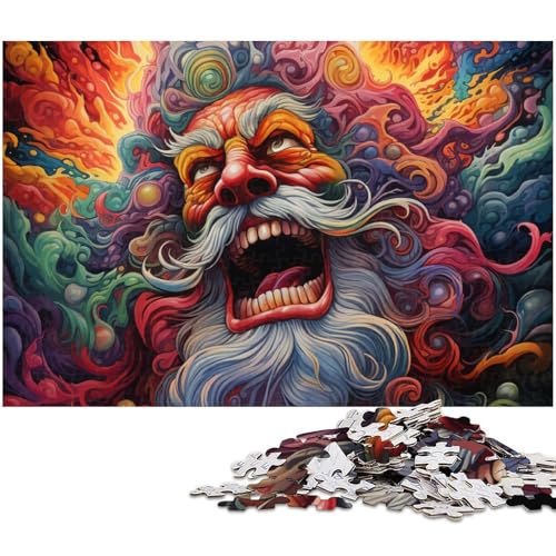 1000 teiliges Puzzle für Erwachsene Psychedelischer Weihnachtsmann Teufel Puzzle für Lernspiele Herausforderung Spielzeug Kunstwerk Geschenk (Größe 38 x 26 cm) von zouxangzz