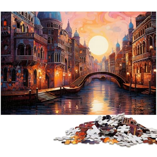 1000 teiliges Puzzle für Erwachsene Psychedelisches Venedig Puzzle Lernspiel Herausforderung Spielzeug Kunstwerk Geschenk (Größe 38 x 26 cm) von zouxangzz