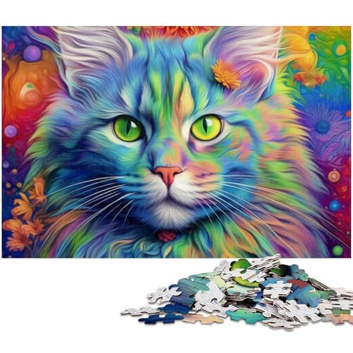 1000 teiliges Puzzle für Erwachsene Regenbogenkatzen Puzzle für Kinder Holzpuzzle Lernspiel für Erwachsene (Größe 75 x 50 cm) von zouxangzz