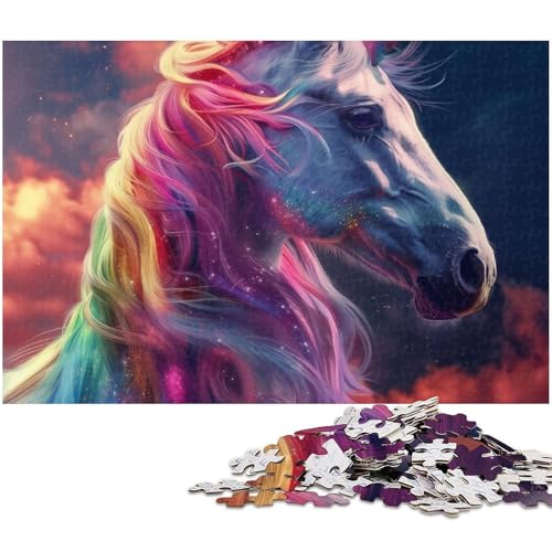 1000 teiliges Puzzle für Erwachsene Regenbogenpferd Puzzle Lernspiel Herausforderung Spielzeug Kunstwerk Geschenk (Größe 75 x 50 cm) von zouxangzz