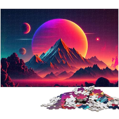 1000 teiliges Puzzle für Erwachsene Retro Bergsonnenuntergang Puzzle für Lernspiele Herausforderung Spielzeug Kunstwerk Geschenk (Größe 75 x 50 cm) von zouxangzz
