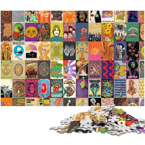 1000 teiliges Puzzle für Erwachsene Retro Psychedelisches Spielzeug Denkspiel Herausforderndes Puzzlespiel und Familienspiel (Größe 75 x 50 cm) von zouxangzz