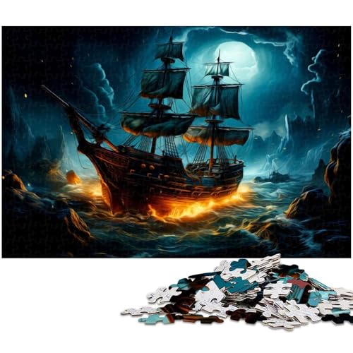 1000 teiliges Puzzle für Erwachsene Segel Piratenschiff EIN Kunstwerk für Teenager ab 14 Jahren (Größe 38 x 26 cm) von zouxangzz