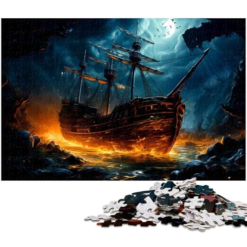 1000 teiliges Puzzle für Erwachsene Segel Piratenschiff EIN Kunstwerk für Teenager ab 14 Jahren (Größe 75 x 50 cm) von zouxangzz
