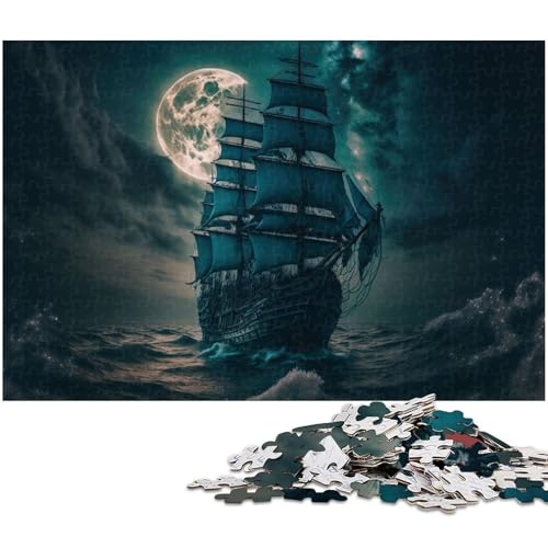 1000 teiliges Puzzle für Erwachsene Segel Piratenschiff EIN Kunstwerk für Teenager ab 14 Jahren (Größe 75 x 50 cm) von zouxangzz
