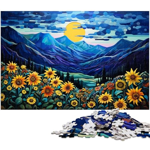 1000 teiliges Puzzle für Erwachsene Sonnenblumen unter Sonnenuntergang EIN Kunstwerk für Teenager ab 14 Jahren 1000 Teile (75 x 50 cm) von zouxangzz