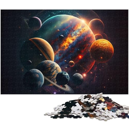 1000 teiliges Puzzle für Erwachsene Sonnensystem Neon Puzzle Lernspiel Herausforderung Spielzeug Kunstwerk Geschenk (Größe 75 x 50 cm) von zouxangzz