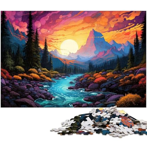 1000 teiliges Puzzle für Erwachsene Sonnenuntergangslandschaft EIN Kunstwerk für Teenager ab 14 Jahren 1000 Teile (38 x 26 cm) von zouxangzz