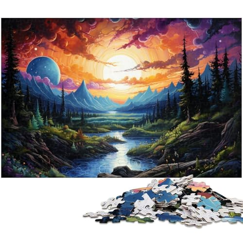 1000 teiliges Puzzle für Erwachsene Sonnenuntergangslandschaft Puzzle Kunstwerk für Teenager ab 14 Jahren 1000 Teile (75 x 50 cm) von zouxangzz