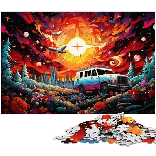 1000 teiliges Puzzle für Erwachsene Stellen Sie Sich eine farbenfrohe psychedelische Landschaft vor Puzzle aus Papier Lernspielzeug 1000 Teile (38 x 26 cm) von zouxangzz