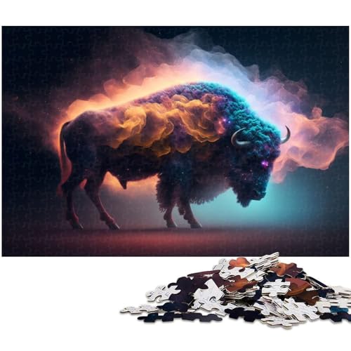 1000 teiliges Puzzle für Erwachsene Tier Bison Puzzle Lernspiel Herausforderung Spielzeug Kunstwerk Geschenk (Größe 38 x 26 cm) von zouxangzz