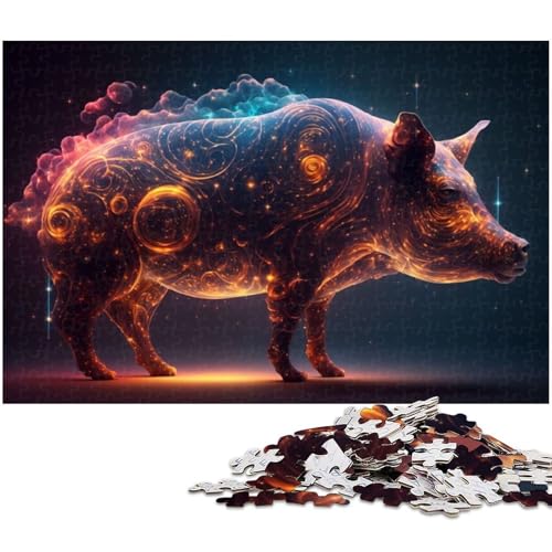 1000 teiliges Puzzle für Erwachsene Tier Schwein Puzzle für Lernspiele Herausforderung Spielzeug Kunstwerk Geschenk 1000 Teile (38 x 26 cm) von zouxangzz