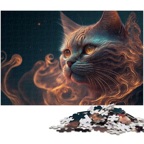 1000 teiliges Puzzle für Erwachsene Tierkatze EIN Kunstwerk für Teenager ab 14 Jahren (Größe 75 x 50 cm) von zouxangzz