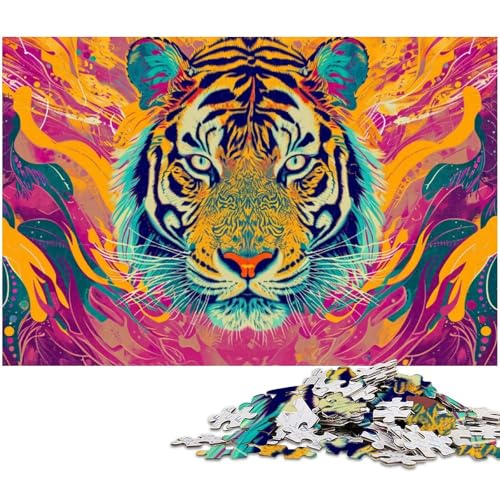 1000 teiliges Puzzle für Erwachsene Tiger Puzzle Kunstwerk für Teenager ab 14 Jahren (Größe 75 x 50 cm) von zouxangzz