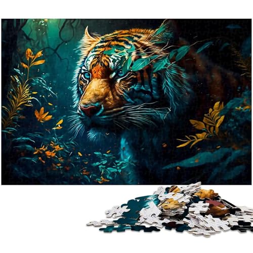 1000 teiliges Puzzle für Erwachsene Tiger Puzzle Lernspiel Herausforderung Spielzeug Kunstwerk Geschenk (Größe 38 x 26 cm) von zouxangzz