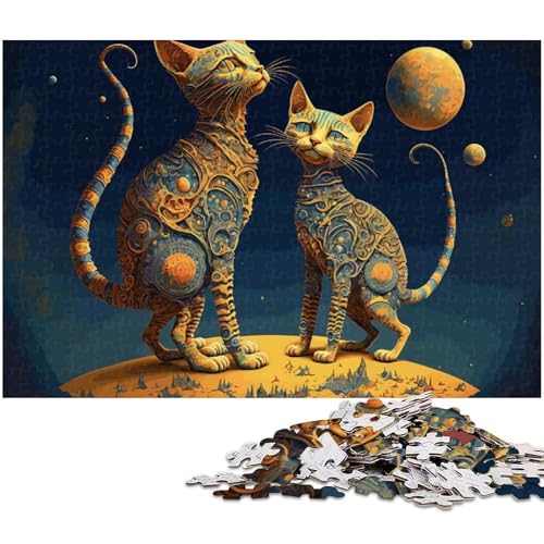 1000 teiliges Puzzle für Erwachsene Vintage Katzengemälde Puzzle für Lernspiele Herausforderung Spielzeug Kunstwerk Geschenk (Größe 75 x 50 cm) von zouxangzz