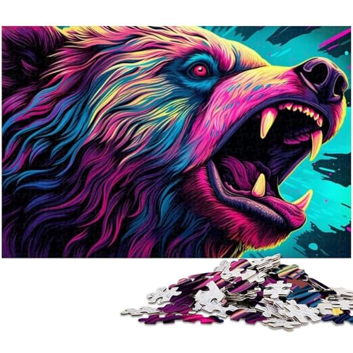 1000 teiliges Puzzle für Erwachsene Wildbär Puzzle Lernspiel Herausforderung Spielzeug Kunstwerk Geschenk (Größe 75 x 50 cm) von zouxangzz