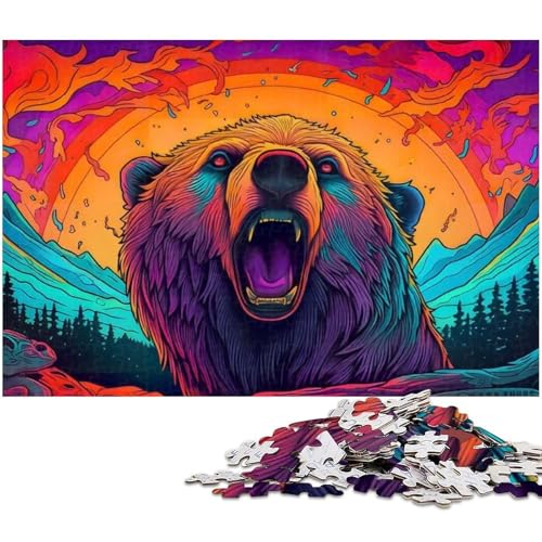 1000 teiliges Puzzle für Erwachsene Wildbär Puzzle als Geschenk Familienspiel Stressabbau schwieriges Herausforderungspuzzle (Größe 38 x 26 cm) von zouxangzz