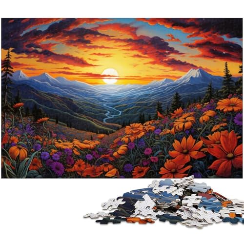 1000 teiliges Puzzle für Erwachsene Wildblumen bei Sonnenuntergang EIN Kunstwerk für Teenager ab 14 Jahren 1000 Teile (75 x 50 cm) von zouxangzz