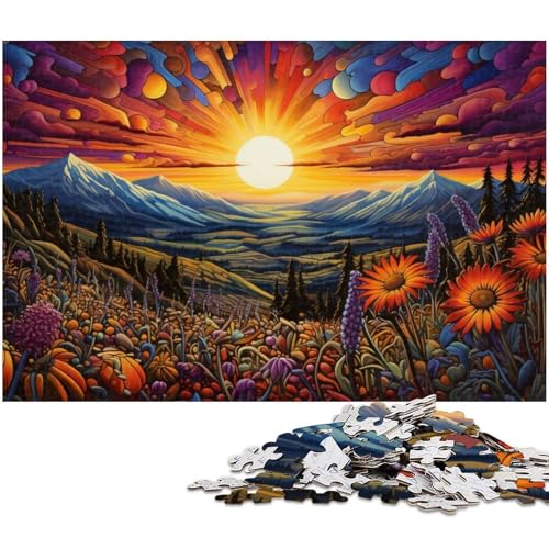 1000 teiliges Puzzle für Erwachsene Wildblumen bei Sonnenuntergang Spielzeug Denkspiel anspruchsvolles Puzzlespiel und Familienspiel 1000 Teile (38 x 26 cm) von zouxangzz