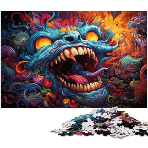 1000 teiliges Puzzle für Erwachsene Wilde Bunte Monster Holzpuzzle Lernspielzeug 1000 Teile (75 x 50 cm) von zouxangzz