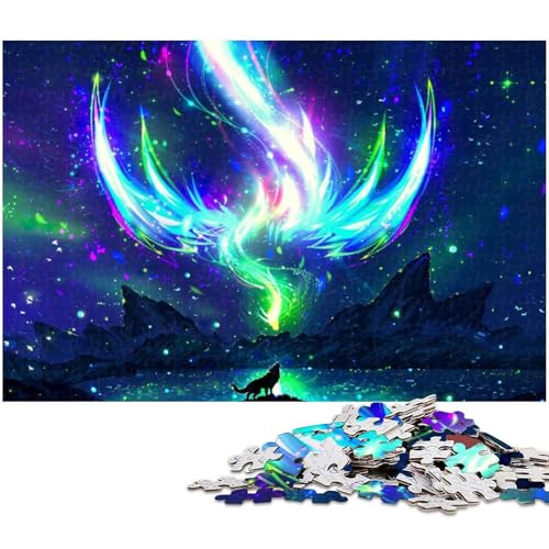 1000 teiliges Puzzle für Erwachsene Wolf Drache Aurora Nacht Puzzle Geschenke Geburtstagsgeschenk für Teenager ab 14 Jahren (Größe 38 x 26 cm) von zouxangzz