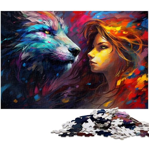 1000 teiliges Puzzle für Erwachsene Wolfs Puzzle im Ölgemälde Stil Lernspiel Herausforderung Spielzeug Kunstwerk Geschenk (Größe 38 x 26 cm) von zouxangzz