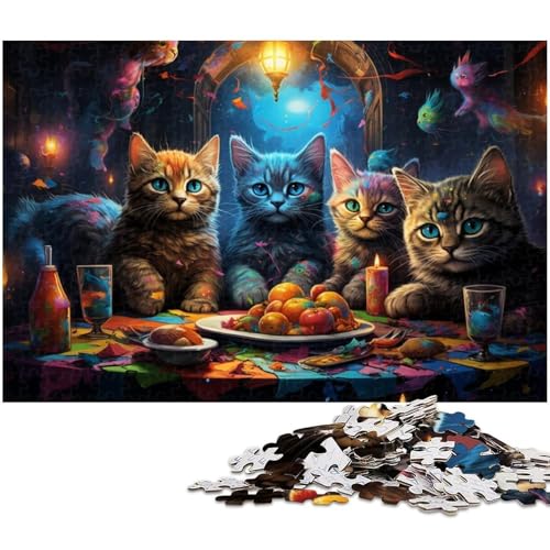 1000 teiliges Puzzle für Erwachsene bizarres Fantasy Katzen Puzzle als Geschenk Familienspiel Stressabbau schwieriges Herausforderungspuzzle 1000 Teile (38 x 26 cm) von zouxangzz