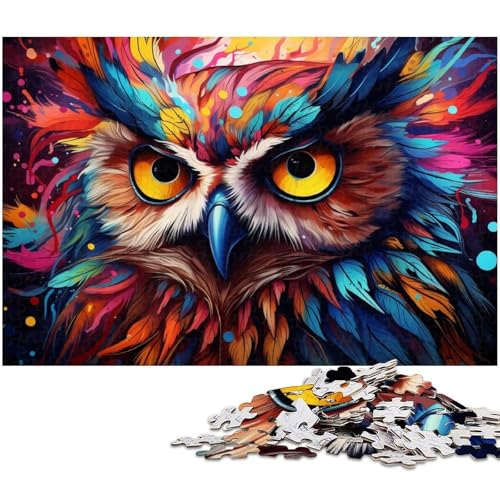 1000 teiliges Puzzle für Erwachsene bizarres buntes Eulen Puzzle für Lernspiele Herausforderung Spielzeug Kunstwerk Geschenk 1000 Teile (38 x 26 cm) von zouxangzz