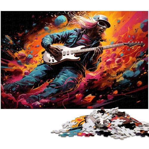 1000 teiliges Puzzle für Erwachsene bunter Astronaut der Gitarre spielt Puzzle für Lernspiele Herausforderung Spielzeug Kunstwerk Geschenk 1000 Teile (38 x 26 cm) von zouxangzz