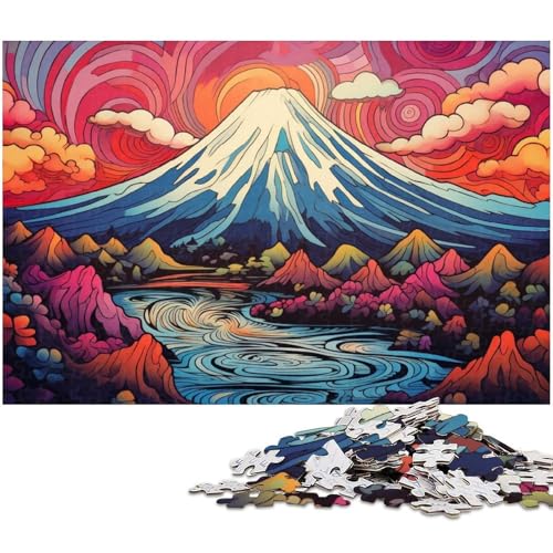 1000 teiliges Puzzle für Erwachsene bunter Berg Fuji EIN Kunstwerk für Teenager ab 14 Jahren 1000 Teile (38 x 26 cm) von zouxangzz