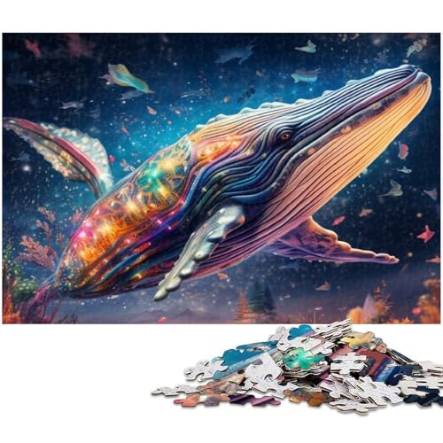 1000 teiliges Puzzle für Erwachsene bunter Blauwal EIN Kunstwerk für Teenager ab 14 Jahren (Größe 38 x 26 cm) von zouxangzz