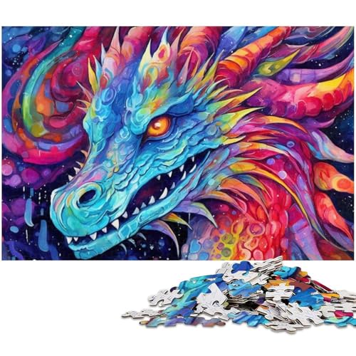 1000 teiliges Puzzle für Erwachsene bunter Drache EIN Kunstwerk für Teenager ab 14 Jahren (Größe 38 x 26 cm) von zouxangzz