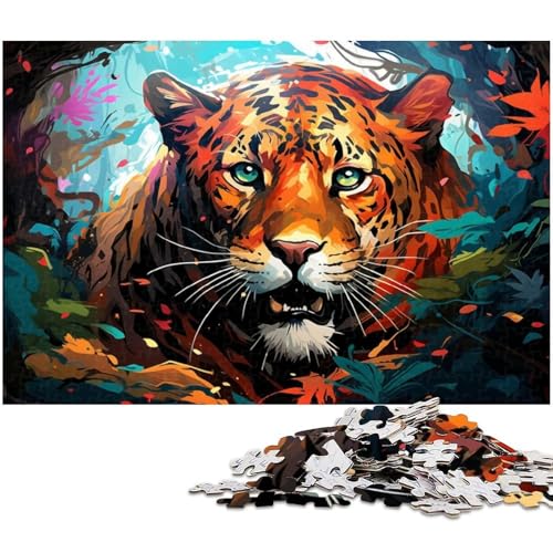 1000 teiliges Puzzle für Erwachsene bunter Dschungelleopard EIN Kunstwerk für Teenager ab 14 Jahren 1000 Teile (38 x 26 cm) von zouxangzz