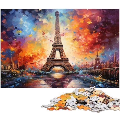 1000 teiliges Puzzle für Erwachsene bunter Eiffelturm EIN Kunstwerk für Teenager ab 14 Jahren 1000 Teile (38 x 26 cm) von zouxangzz