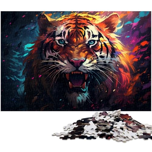 1000 teiliges Puzzle für Erwachsene bunter Feuertiger EIN Kunstwerk für Teenager ab 14 Jahren 1000 Teile (75 x 50 cm) von zouxangzz