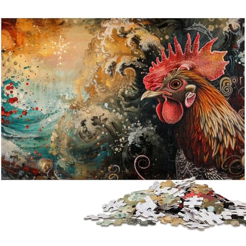1000 teiliges Puzzle für Erwachsene bunter Hahn EIN Kunstwerk für Teenager ab 14 Jahren (Größe 75 x 50 cm) von zouxangzz