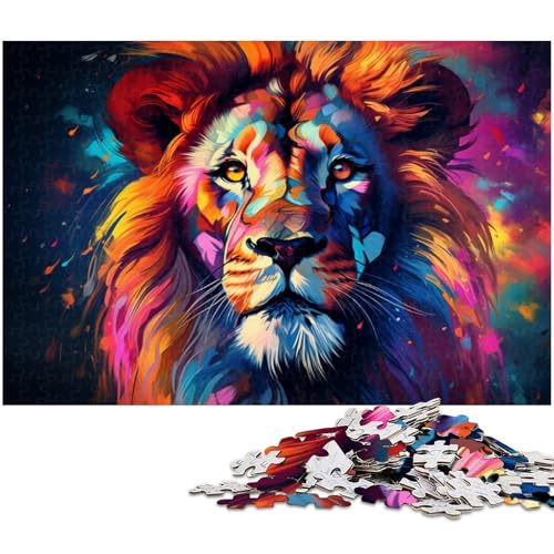 1000 teiliges Puzzle für Erwachsene bunter Löwe Lernspiel Herausforderung Spielzeug Kunstwerk Geschenk 1000 Teile (75 x 50 cm) von zouxangzz