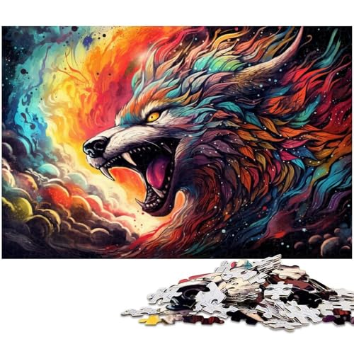1000 teiliges Puzzle für Erwachsene bunter Sternwolf Puzzle für Lernspiele Herausforderung Spielzeug Kunstwerk Geschenk 1000 Teile (38 x 26 cm) von zouxangzz