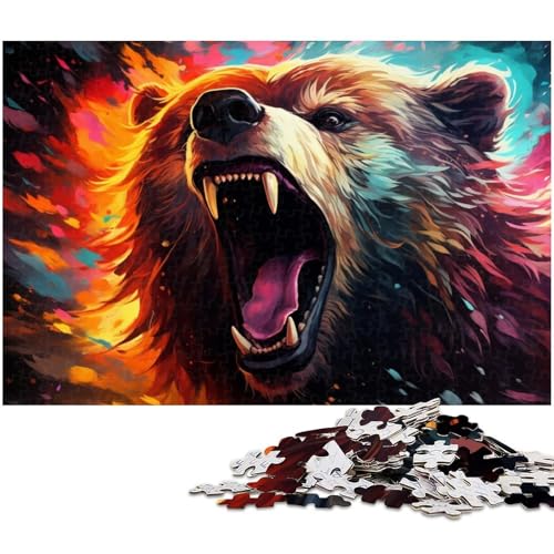 1000 teiliges Puzzle für Erwachsene bunter Tierbär EIN Kunstwerk für Teenager ab 14 Jahren 1000 Teile (38 x 26 cm) von zouxangzz