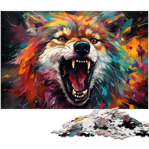 1000 teiliges Puzzle für Erwachsene bunter Wolf EIN Kunstwerk für Teenager ab 14 Jahren 1000 Teile (75 x 50 cm) von zouxangzz