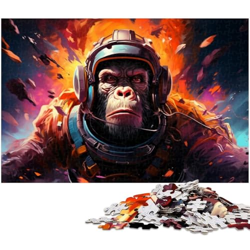 1000 teiliges Puzzle für Erwachsene buntes Affen Astronauten Puzzle für Kinder Holzpuzzle Lernspiel für Erwachsene 1000 Teile (75 x 50 cm) von zouxangzz